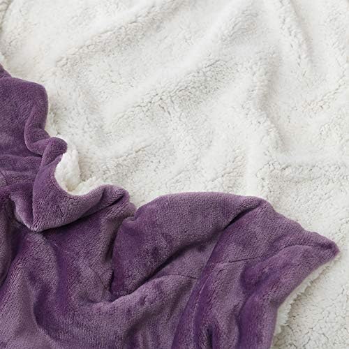 NANPIPER Flannel Blanket Reversible Sherpa Throw Blanket Super Soft Fuzzy Plush Microfiber (50"x60" Cassis Purple) - Image 4
