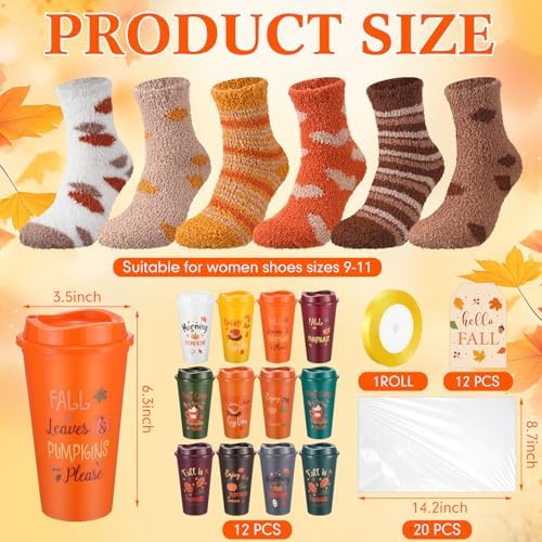 Glitopper 12 Sets/ 49 Pcs Fall Gifts Bulk for Women, Coffee Cups and Socks - Image 2