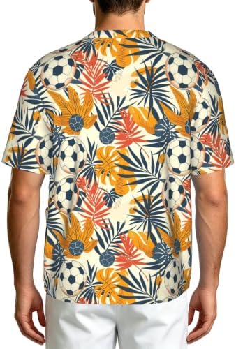 Men's Scrub Top,V-Neck Spill Wrinkle Resistant,3 Pockets-Tropical Palm Leaf Football (4) - Image 2