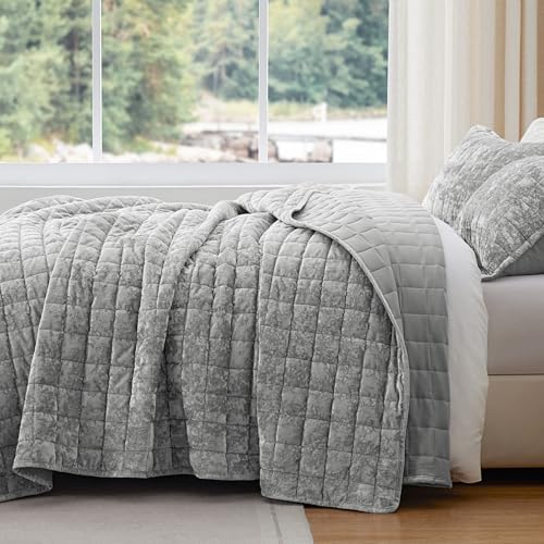 BEDELITE Velvet Quilt Set King Size, Luxury Velvet Comforter Bedding - Image 3