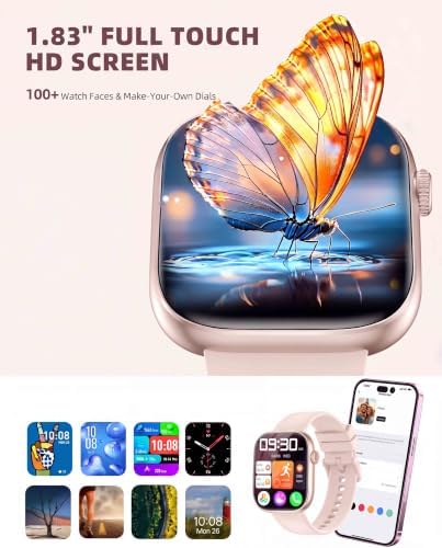 Smart Watch for Women Men, Fitness and Sleep Trackers with 1.83" HD Touchscreen, Bluetooth Calling Smartwatch for Android/iOS, IP67 Waterproof Multi-Sport Modes Pedometer, Blush Pink - Image 2
