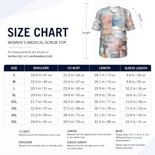 Men's Scrub Top,V-Neck Spill Wrinkle Resistant,3 Pockets-Ornate Scrapbook (4) - Image 5