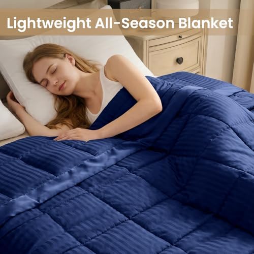 downluxe King Size Blanket with Satin Trim, Lightweight Down Alternative King Blanket for All Season, Machine Washable (Navy, 108 x 90 Inch) - Image 5