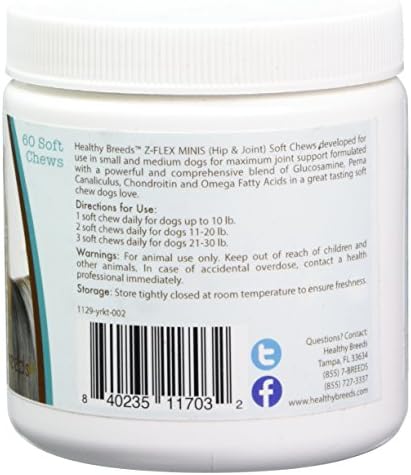 Healthy Breeds Yorkshire Terrier Z-Flex Minis Hip and Joint Support Soft Chews 60 Count - Image 2