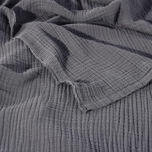 Muslin Blanket - Pure 100% Turkish Cotton Airy Soft Light Versatile Gauze Throw Blanket for Bed, Couch, Sofa (Dark Gray, Throw Size (50" x 66" inch)) - Image 6