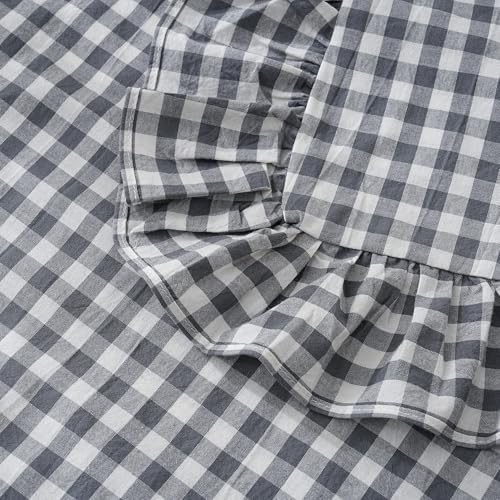 2 Pack Grey/White Plaid Ruffled Throw Pillow Sham 20 x20 inches - Image 7