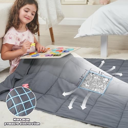 Weighted Blanket 3lbs, 36"x48", Cooling Heavy Throw Blanket for 20-40lbs, Microfiber Soft Big Blankets Weighted Comforter, Grey - Image 3