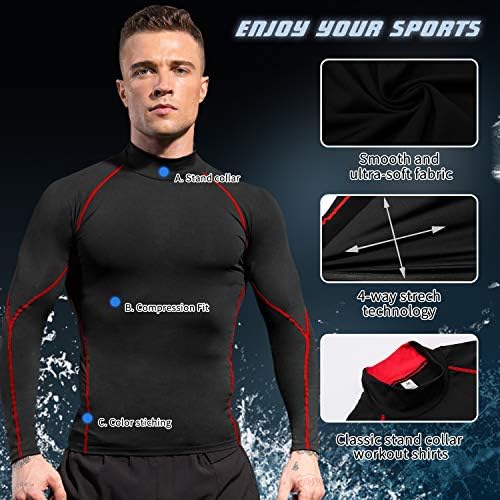 SPVISE Men's Compression Shirts Long Sleeve Mock Turtleneck Workout Tops - Image 6