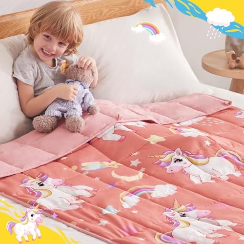 anfie Weighted Blanket(36"x48" 3lbs) Weighted Blanket Cooling Blanket for Resting,Throw Size Breathable Blanket with Premium Glass Bead(Red Unicorn) - Image 3