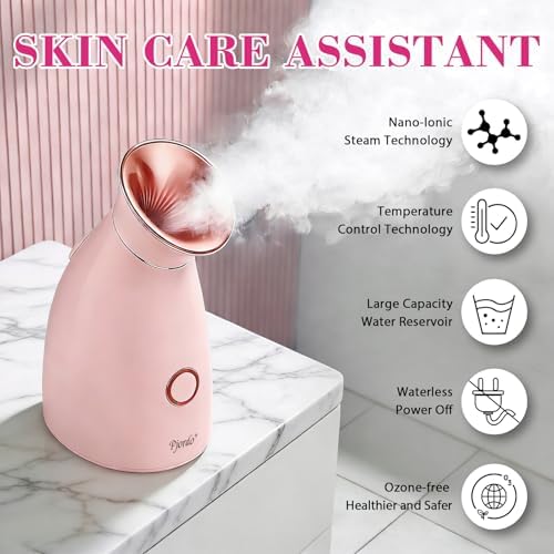 Pjordo Facial Steamer Spa Kit, 12 Skin Care Tools & 5 Jelly Mask Powder, Nano Ionic Steamer for Facial Deep Cleaning Unclog Pores Sinuses, Warm Mist Humidifier for Home SPA, Self Care Gifts for Women - Image 4