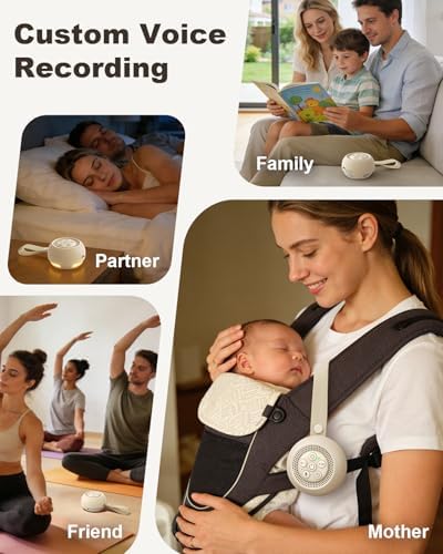 White Noise Sound Machine with Voice Recording, 16 Soothing Sounds Portable Noise Machine, Night Light, Timer, Rechargeable White Noise Machine for Sleeping Nursery Home Office Travel - Image 3