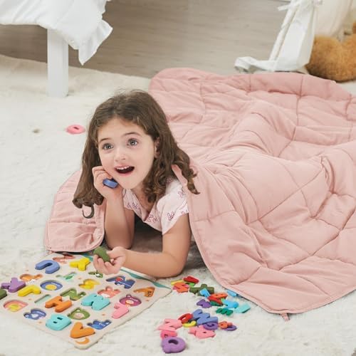 Weighted Blanket 10lbs, 40"x60", Twin Size Cooling Heavy Throw Blanket for 80-120lbs, Microfiber Soft Big Blankets Weighted Comforter, Pink - Image 2