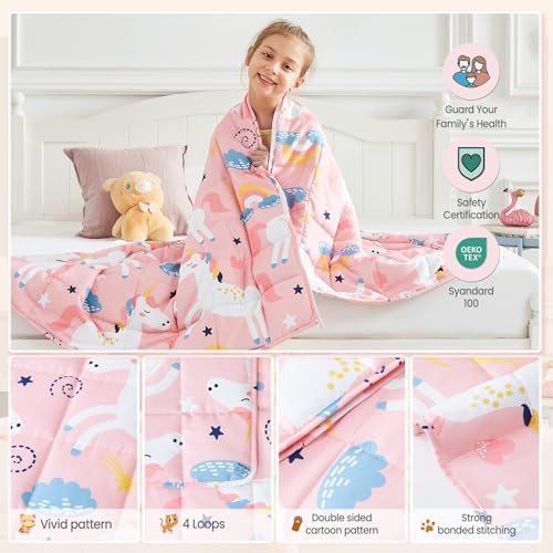 Pink Unicorn Weighted Blanket 7lbs Small Heavy Throw Blanket Gifts 41"x60" - Image 7