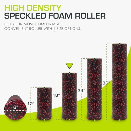 ProsourceFit High Density Foam Rollers 18 - inches long, Firm Full Body Athletic Massage Tool for Back Stretching, Yoga, Pilates, Post Workout Muscle Recuperation, Black/Red - Image 2