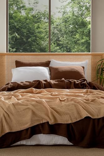Muslin Blanket - Pure 100% Turkish Cotton Airy Soft Light Versatile Gauze Throw Blanket for Bed, Couch, Sofa (Dark Brown, Twin XL Size (71" x 95" inch)) - Image 3
