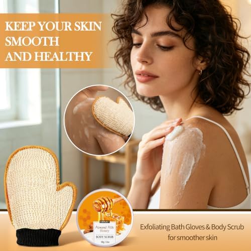 Birthday Gifts for Women, 17 Pc Almond Milk & Honey Spa Gifts for Women - Image 6