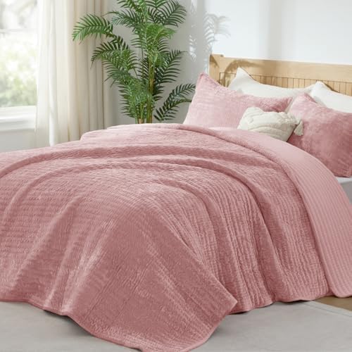 BEDELITE Velvet Quilt Set King Size, Luxury Velvet Comforter Bedding by BEDELITE