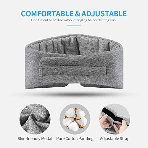FRESHME Cotton Sleep Eye Mask for Men - Upgrade Design Blackout Side Sleeper Eyes Cover for Night Sleeping, Large Size Wide Soft Travel Airplane Blindfold with Adjustable Velcro Strap for Work Nap - Image 4