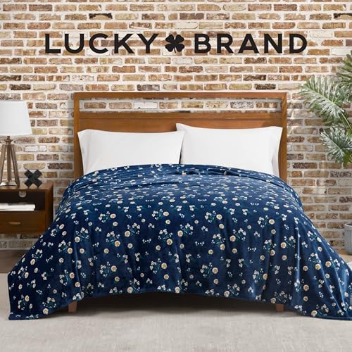 Lucky Brand Daisy Navy Blue Floral 66"X90" Cozy Plush Blanket - Premium Microfiber Throw for Luxurious Comfort and Style Twin/Twin XL Size - Image 5