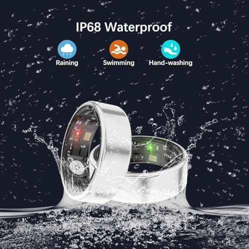 Smart Rings for Women Men, Fitness Ring with Heart Rate, Blood Oxygen, HRV, Stress, Sleep Tracker, Step Tracker, No Subscription Fee, lP68 Waterproof Smart Ring for iPhone & Android (Silver, 10#) - Image 6