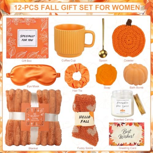 12 Pcs Fall Gifts Baskets for Women, Get Well Gift Set with Coffee Cup - Image 2