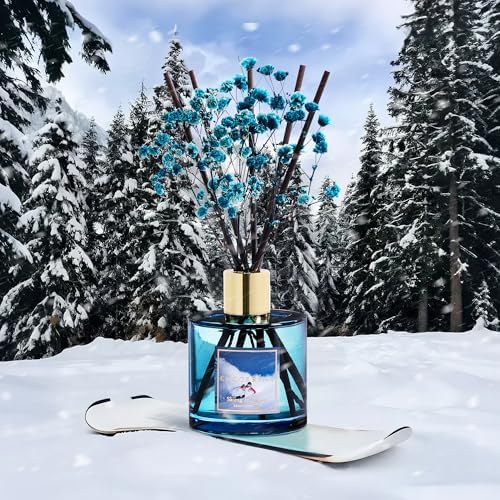 COCORRÍNA Reed Diffuser - Skiing in Aspen Reed Diffuser Set with 8 Sticks & Preserved Baby's Breath, Reed Diffuser for Home Bathroom Shelf Decor - Image 3