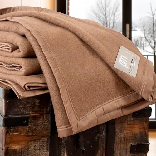 Poyet Motte Rivoli Solid 400GSM 100% Virgin Wool Blanket, Medium/Heavy Weight, Machine Washable (Camel Solid, Twin Size) - Image 7
