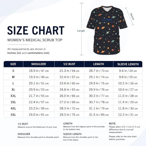Men's Scrub Top,V-Neck Spill Wrinkle Resistant,3 Pockets-Space Planets (1) - Image 5