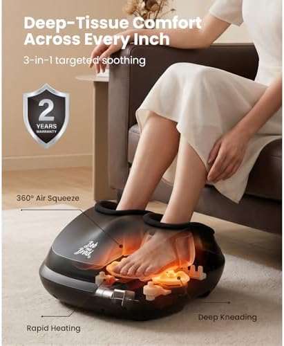 BOB AND BRAD Lite Foot Massager FSA Eligible HSA, Shiatsu Foot Massager with Heat for Neuropathy & Plantar Fasciitis Relief, Electric Deep Kneading Feet Massager Machine, Birthday Gifts for Women Men - Image 4