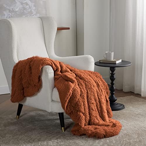 Bedsure Faux Fur Fluffy Sherpa Blanket Couch Throw Burnt Orange 50"x60" - Image 6