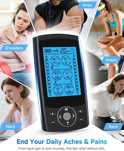 TENS Unit Muscle Stimulator, 24 Modes Dual Channel TENS EMS Machine for Muscle Tension and Back Relief, Rechargeable Pulse Massager with Timer, 6 Upgraded Pads for Neck Shoulder Leg and Knee - Image 2