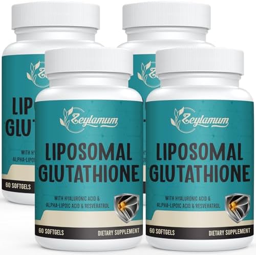 2400 MG Liposomal Glutathione Softgels, Max Absorption, Active Form L-Glutathione Reduced (GSH), with Hyaluronic Acid, Resveratrol, Master Antioxidants for Detox, Brain, Immune System, 240 Softgels by Zeylamum