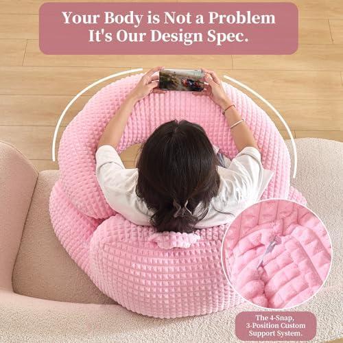 17" Reading Pillow for Bed,U Shaped Arm & Elbow Support,Pink Flannel - Image 4