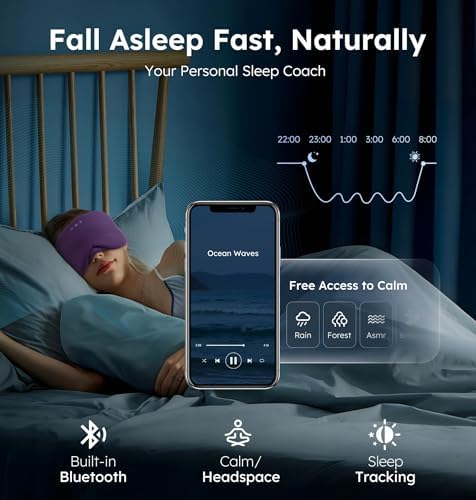 Luxury Bluetooth 5.4 Sleep Mask for Adults - Ice Fiber Cooling & HD Sound, 100% Light Blocking Adjustable Eye Cover for Travel & Side Sleepers - Soft Sleep Headphones with 10H Playtime - Image 6