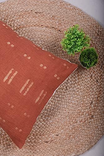 Trade Star Lumbar Pillow Covers 100% Cotton Cushion Cover Indian Decorative Cushion Cover Luxurious Throw Pillow Cover for Room Decor Handloomed Mudcloth Cushion Case (Rust Blossom 14X22 INCHES) - Image 4