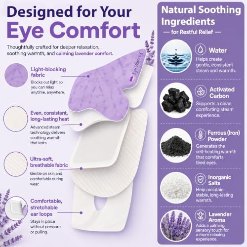 Eye Serenity Steam Eye Mask, Heated Eye Mask Fast Relief for Stye, Lavender - Image 6