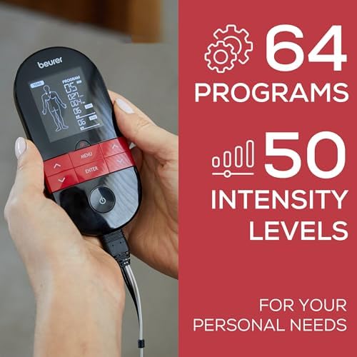 Beurer EM59 Digital 3-in-1 TENS Unit, EMS & Heat Therapy for Pain Relief & Relaxation, Muscle Stimulator with 2 Adjustable Channels, 64 Applications, Timer Function - Image 6