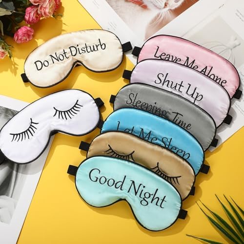 Geyoga 8 Pack Silk Funny Sleep Masks for Women Sleep, Elegant Colors - Image 6