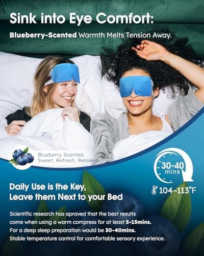 20-Pack Steam Eye Masks for Dry Eyes, Self Heating Warm Compress, Blueberry - Image 5