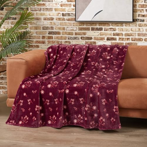 Lucky Brand Daisy Red Floral 90"X90" Cozy Plush Blanket - Premium Microfiber Throw for Luxurious Comfort and Style Full/Queen Size - Image 4