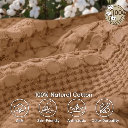 PHF Lightweight 100% Cotton Waffle Throw Blanket for Couch, Clay - Image 4
