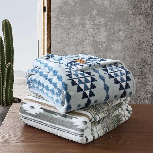Wrangler - King Size Blanket, Super Soft & Reversible Plush Fleece Bedding, Throw Blanket for Couch or Bed (Westin Blue) - Image 6
