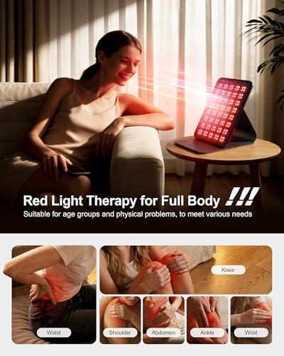 Red Light Therapy for Face 6 Modes, Portable Red Light Therapy Panel with Protective Goggles and Timer, Infrared Red Light Therapy for Body Care, Black - Image 3