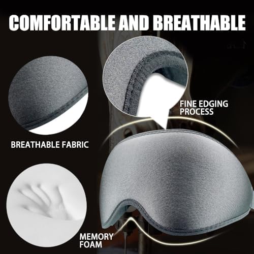 Sleep Mask for Side Sleeper Women Men, 100% Light-Blocking Eye Mask for Deeper Sleep, Zero Eye Pressure, Soft Breathable Adjustable Elastic Strap Perfect for Travel and Insomnia - Image 3