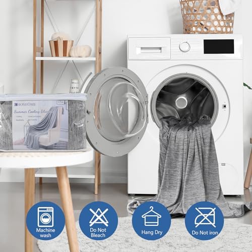CHOSHOME Cooling Blanket for Hot Sleepers - Summer Blanket Thin Soft Lightweight Breathable Double Side Enhanced Cooling for Hot Flashes, Night Sweats, Bed, Couch (Grey, 60 x 90 inches) - Image 5