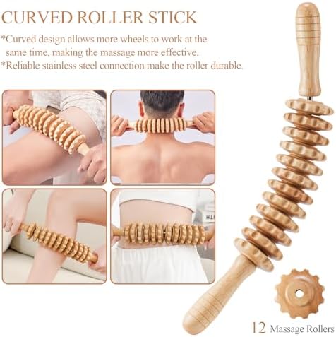 3Pcs Wood Therapy Massage Tools Lymphatic Drainage Massager Wooden Massager Body Sculpting Tools for Maderoterapia,Anti-Cellulite,Pain Relief(3-in-1 Massager) - Image 2