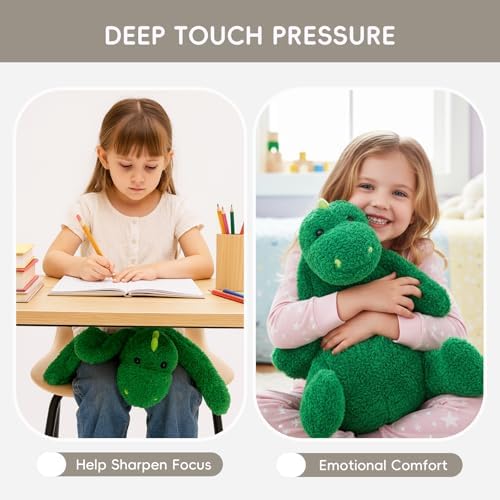 L'AGRATY Weighted Lap Pad for Kids 7 lbs, Sensory Needs Weighted Dinosaur Stuffed Animals Lap Blanket Soft Plush Hugging Sensory for Kids Teen Adults Removable Washable Cover - Image 2