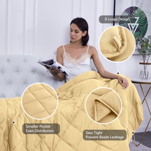 L'AGRATY Weighted Blanket - 60"x80" 15lbs Cooling Breathable Heavy Blanket Microfiber Material with Glass Beads for Adult All-Season Summer Fall Winter Soft Thick Comfort - Image 4