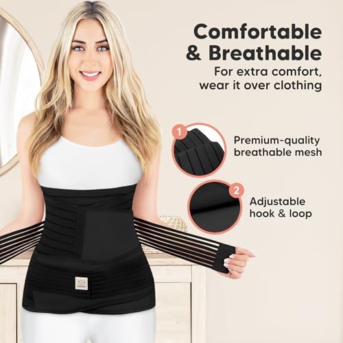 3 in 1 Postpartum Belly Support Recovery Wrap Band (Midnight Black, M/L) - Image 3