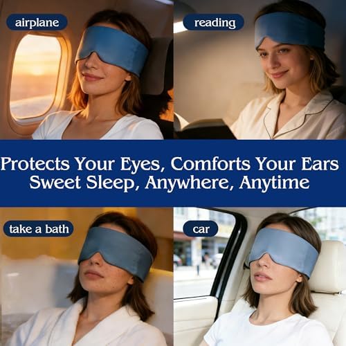 Weighted Sleep Mask for Side Sleepers, 100% Blackout Eye Mask for Sleeping with Adjustable Strap, Dual-Sided Cooling Silk & Warm Cotton Blindfold, Zero Pressure Eye Cover for Travel, Nap & Yoga - Image 7